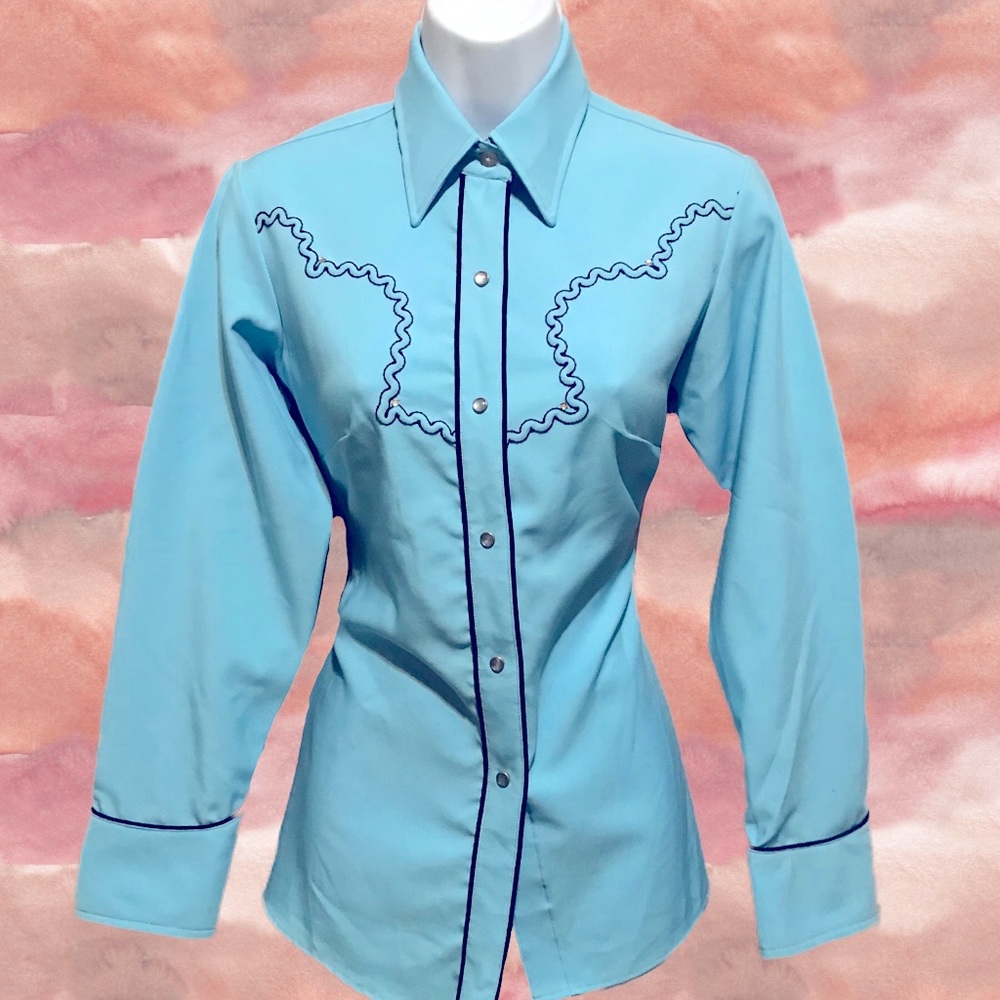 SALE | RARE Vtg 50’s Rockabilly Gabardine Shotgun Cuff Sleeve Western Shirt